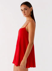 Godets Hem Mini Dress - Red