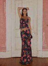 Star Girl Chiffon Maxi Skirt - Midnight Bloom