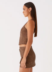 West District Pu Top - Brown