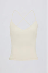 Cross-Back Tank Top In Cream