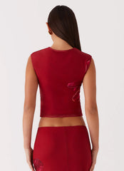 Waiting For Dawn Mesh Top - Rosa