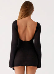Niella Long Sleeve Wrap Mini Dress - Black