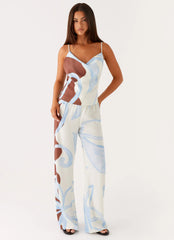 Deacon Low Rise Pants - Bloom Wave Print