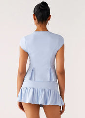 Landon Button Up Top - Blue