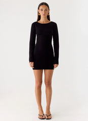Soft Vision Knit Mini Dress - Black