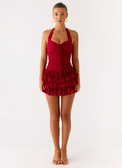 Someone Else Halter Top - Dark Cherry