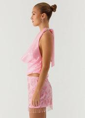 Hollie Sequin Cowl Top - Pink