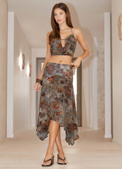 Rosewood Low Rise Midi Skirt - Vintage Blossom