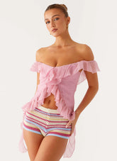 Dylan Off Shoulder Top - Pink