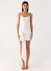 Paeonia Shell Mini Dress - White