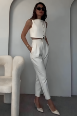 Cropped Vest and Tapered Trousers Set