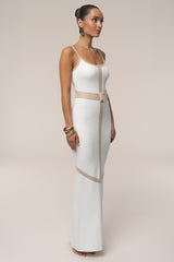 Ivory Beige Belted Cami Maxi Dress
