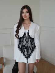 Annalise V-Neck Lace Blazer Mini Dress