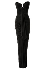 Black Atlantis Drape Maxi Dress