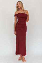 Bloom Mesh Midi Dress Wine