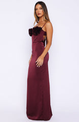 Burgundy Petal Maxi Dress