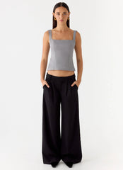 False Start Top - Smoke Grey