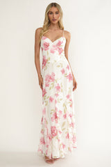 Charlisa Ruffle Maxi Dress Floral White