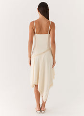 Cleosa Asymmetrical Midi Dress White