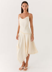 Cleosa Asymmetrical Midi Dress White