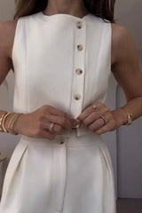Cropped Vest and Tapered Trousers Set