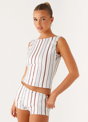 Sun'S Out Tank Top - Blue Stripe