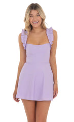 Ruffle Strap A-Line Dress In Lavender