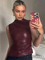 Donna Vegan Leather Top