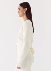Harrison Cinched Knit Cardigan - Ivory