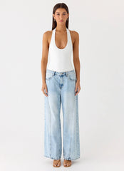 Set The Scene Halter Bodysuit - White