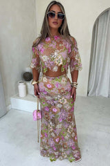 Elina Embroidered Sequin Two-Piece Set