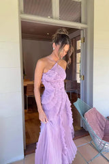 Eliza Pleated Ruffled Maxi Dress