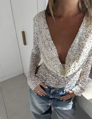 Grace Open-Back Sequin Crop Top