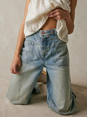 High-Waist Wide-Leg Denim Pants