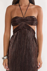 Isle Cut-Out Halter Maxi Dress Gold