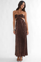 Isle Cut-Out Halter Maxi Dress Gold