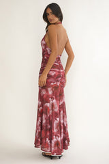Kamilah Ruffle Maxi Dress Floral Red