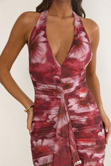 Kamilah Ruffle Maxi Dress Floral Red