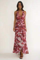 Kamilah Ruffle Maxi Dress Floral Red