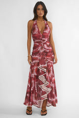 Kamilah Ruffle Maxi Dress Floral Red