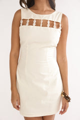 Knowing Bead Neck Mini Dress Cream