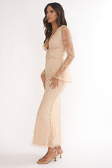 Lysandra Lace Maxi Dress Beige