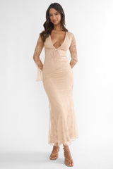 Lysandra Lace Maxi Dress Beige