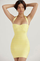 Maliya Halter Bandage Mini Dress Yellow