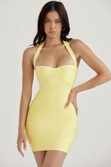 Maliya Halter Bandage Mini Dress Yellow