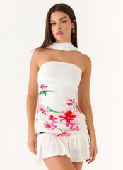 Manon Scarf Mini Dress White