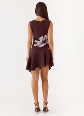 Maris Asymmetrical Mini Dress Burgundy