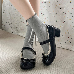 Mary Jane Bow Leather Flats