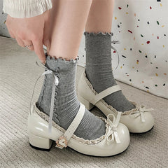 Mary Jane Bow Leather Flats
