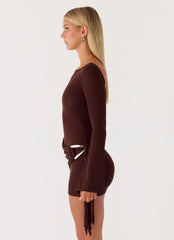 Niella Wrap Mini Dress Chocolate